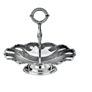 ขาตั้งเค้กเงินทำมือรูปทรงไม่สมมาตรพร้อมลวดลายคลื่น - Product Image 3