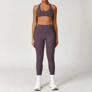 Wholesale Women Printed Two Piece Yoga Sets Custom Cross <b>Back</b> Design Breathable Anti-Static Active Wear for Gym Fitness - Product Image 5