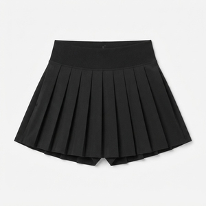 High Waist Skorts Women Sporty Quick Dry Knitted Shorts With Draped Design Elastic Waist Solid Color fitness running skorts - Product Image 3