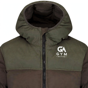 GYM Active Men's High Quality Brown Breathable Windproof <b>Waterproof</b> Wool Lined <b>Puffer</b> Zipper Front Logo Casual Winter <b>Jacket</b> - Product Image 3