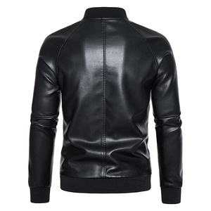Chaqueta de cuero para motocicleta, nueva colección de primavera, estilo europeo y americano, moderna, ajustada, elegante y versátil, con solapa, para ciclismo. - Product Image 3