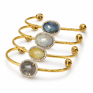 Brazalete Moderno de Plata de Ley 925 Chapado en Oro con Piedras Preciosas para Mujer, Accesorios de Moda - Product Image 5