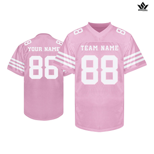 เสื้อฟุตบอลอเมริกันสีส้มสำหรับเด็กผู้ชาย คอวี แขนสั้น พิมพ์ลายด้วยความร้อน ระบายอากาศได้ดี ผ้าตาข่าย โพลีเอสเตอร์ 100% แบบสั่งทำ - Product Image 6