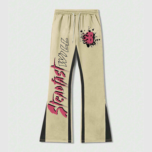 Trending Men's Custom Patchwork Layered <b>Flare</b> <b>Sweatpants</b> Contrast Color Casual Mid Rise Breathable Quick-drying Streetwear - Product Image 1