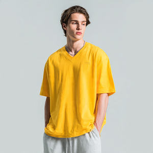 T-shirts Homme Oversize Col V Manches Courtes Été 100% Polyester Coton Épaules Tombantes Vente en Gros - Product Image 2