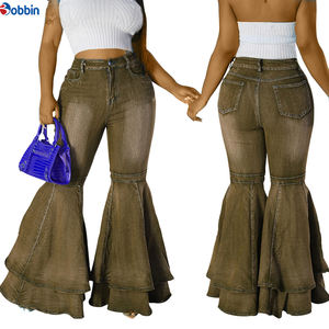 Vaqueros casuales de mujer, transpirables, de moda urbana, nuevos, de primavera, de cintura alta, acampanados, de pierna ancha - Product Image 1