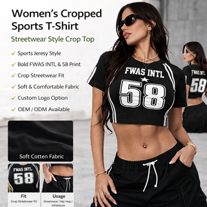 OEM Polyester Red <b>Mesh</b> Football Jersey Cropped Tee Number Casual Streetwear Graphic Shirt Custom Logo Hip Hop women's shirt - Product Image 4