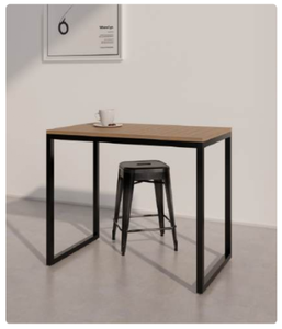 Bureau rectangulaire industriel moderne avec plateau en bois et structure en métal noir pour usage domestique ou professionnel - Product Image 3