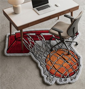 Alfombra Decorativa Antideslizante de Lana con Diseño de Baloncesto, Hecha a Mano, para Habitación Infantil o Dormitorio - Product Image 1