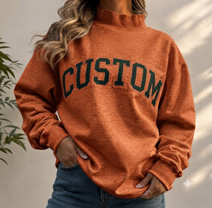 เสื้อสเวตเชิ้ตคอเต่าทรงโอเวอร์ไซส์สำหรับผู้หญิง ผ้าฝ้ายฟลีซหนานุ่ม สกรีนโลโก้ได้ตามต้องการ เสื้อผ้าสตรีทแวร์ - Product Image 1