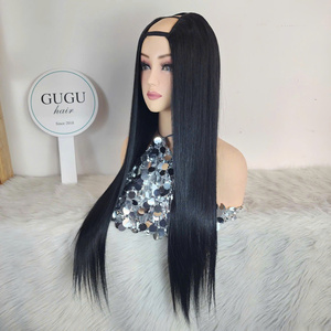 Peluca de media cabeza de cabello humano vietnamita 100% natural, liso extremo, 24 pulgadas, densidad 200, doble trama, de un solo donante, gorra negra para mujer - Product Image 3