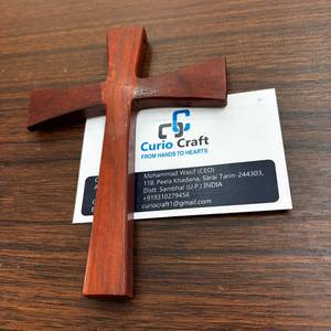 Premium Wooden Holey Cross Religious <b>Ornament</b> Red Wood Handcraft Christian Holey Cross by Curio Craft - Product Image 1