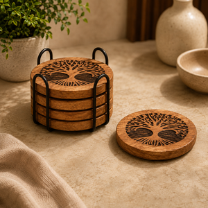 Good Beer Good Friends Laser Engraved Solid Wood Coaster Heat Resistant Drink <b>Mat</b> Table Protector <b>Bar</b> Home Decor - Product Image 4