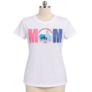เสื้อยืดผู้หญิงสีขาวลายกราฟิก MOM แขนสั้น คอกลม พิมพ์โลโก้ครอบครัว เสื้อยืดลำลองสำหรับคุณแม่ เสื้อแฟชั่นผู้หญิงสั่งทำได้ ขายส่ง - Product Image 1