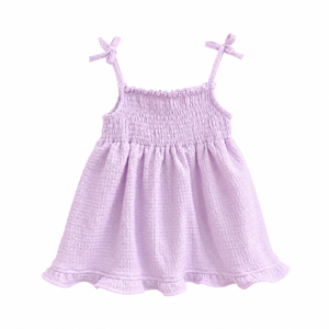 Vestido con Tirantes Fruncidos para Bebés Niñas |   Vestido de Verano de Punto Texturizado sin Mangas - Product Image 2