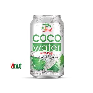 Agua de coco enlatada de 330ml con agua potable de pulpa directamente del Director del fabricante de Vietnam - Product Image 1