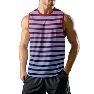Camisetas sin mangas transpirables de verano para hombre, chalecos sin mangas informales, Camisetas Básicas de punto con estampado degradado de rayas 3D - Product Image 1