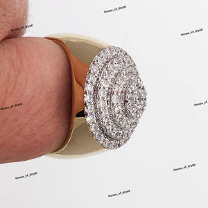 Anillo Redondo de Plata 925 de Alta Calidad, Estilo Hip Hop, Completamente Engastado con Circonitas, para Hombre, Anillo Redondo de Diamantes de Moissanita - Product Image 5