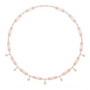 Collier à maillons géométriques en or rose avec accents de diamants cultivés en laboratoire |   Bijoux fins minimalistes modernes pour femmes, cadeau - Product Image 3
