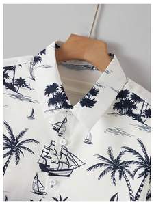 Ensemble assorti homme imprimé feuilles de palmier, chemise à manches courtes et short de plage, tenue décontractée estivale colorée, ensemble deux pièces homme assorti - Product Image 4