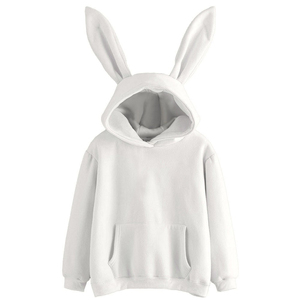 เสื้อสเวตเตอร์มีฮู้ดสีชมพูสำหรับผู้หญิง มีกระเป๋าหูกระต่าย สวมใส่สบายๆ ในฤดูใบไม้ผลิ แขนยาวถัก สีพื้น ระบายอากาศได้ดี - Product Image 5
