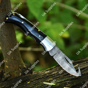 Couteau tactique pliant à lame bevelée en acier Damas pour le camping, la chasse, la randonnée, la pêche, les activités intérieures et extérieures - Product Image 6