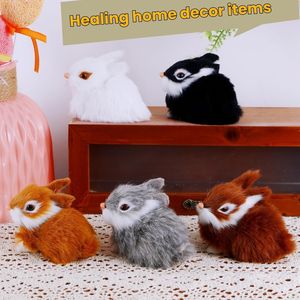 Juego de 5 Figuras Realistas de Conejitos de Pascua en Colores Naturales (Negro, Marrón, Gris) para Coleccionistas, Decoración de Pascua con Aspecto Real - Product Image 5