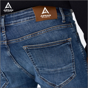 Aifran Jeans en denim slim fit pour hommes, tissu extensible, jeans décontractés, fournisseur en gros - Product Image 4