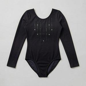 Nuevo Diseño de Alta Calidad, Leotardos de Gimnasia para Niñas, Personalizados, de Spandex, Manga Larga, con Pedrería, para Entrenamiento y Actuaciones, OEM - Product Image 5