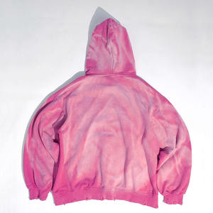 Sweat-shirt à capuche rose tie-dye personnalisé pour homme, manches régulières, pull tricoté, couleur dégradée automne, style non doublé - Product Image 6