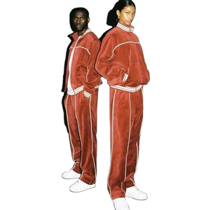 Conjunto Deportivo Verde, Largo hasta la Rodilla, con Bloques de Color, Capucha, Cierre de Cremallera, Bolsillos Laterales, Estilo Casual de Invierno, Unisex para Adultos, Cuatro Direcciones - Product Image 3