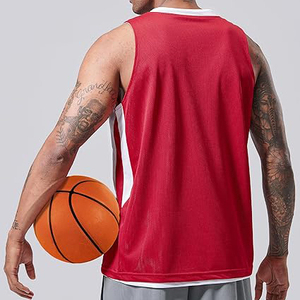 Ensemble de maillots de basket-ball réversibles, nouveau design léger, col rond, 100% polyester, tissu personnalisé, séchage rapide, maillot rouge - Product Image 4