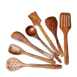 Juego de Cucharas para Servir Ensaladas de Madera Rústica Hechas a Mano, Utensilios de Madera Natural Ecológicos para Uso en la Cocina, Material de Madera Natural - Product Image 4