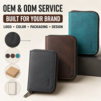 Dompet Kartu Denior V17 Vintage PU Kulit Imitasi Kapasitas Besar dengan Ritsleting Anti RFID dan Magnetik, Kompatibel dengan Casing Ponsel Magnetik