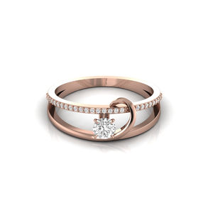 Star Dust Rose Gold Women Fine Jewellery 0.30 CT Real Diamond Solitaire Engagement <b>Ring</b> Trendy <b>Split</b> Shank Design Wedding Gift - Product Image 2