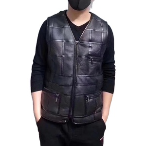 เสื้อโค้ทกันหนาวหนังแท้สำหรับผู้ชาย, แจ็คเก็ตให้ความอบอุ่นตัวแขนกุด - Product Image 1