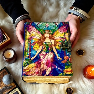 Diario de cuero de 400 páginas, estilo hadas, para sombras, brujería, Grimorio, hechizos, Wicca, vintage, hecho a mano, fantasía, cuaderno de notas, acuarela - Product Image 1