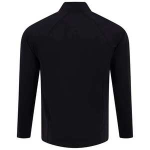 Sweat-shirt à col zippé pour homme, noir, manches longues, couleur unie, fermeture éclair décontractée, séchage rapide, tricoté en polyester - Product Image 6