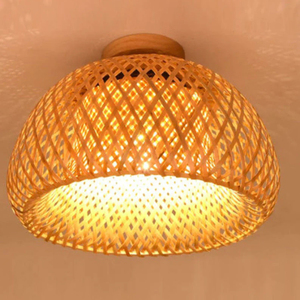Vente en gros de luminaires suspendus en bambou de style nordique, lampe suspendue tissée naturelle avec une lumière ambiante chaude pour la décoration moderne de la maison, OEM ODM - Product Image 1