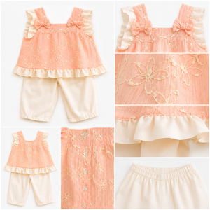 Baby Girls Floral Embroidered Sleeveless <b>Top</b> & Pants Set 2-Piece Summer Outfit Breathable Cotton Clothes - Product Image 5