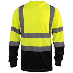 Camiseta de Seguridad de Alta Visibilidad, Ropa de Trabajo Reflectante, Transpirable, Color Amarillo Neón, Camiseta de Construcción de Manga Corta con Bolsillo - Product Image 3