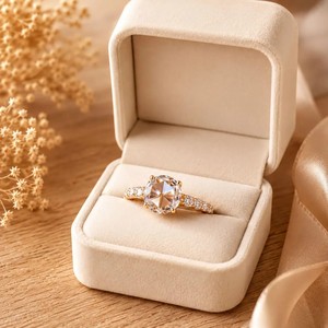 Bague de fiançailles solitaire en or massif 10K 14K 18K avec diamant de laboratoire taille rose ronde, couleur DEF, clarté VS VVS, certifié IGI - Product Image 4