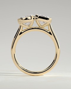 Anillo de compromiso Toi et Moi con diamante cultivado en laboratorio, engaste de perlas Calvellae y esmeraldas, con bisel completo y medio bisel, certificado IGI - Product Image 3