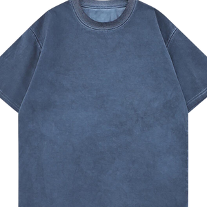T-shirt Homme Oversize en Coton 100% Lavé à l'Acide, Col Rond, Manches Courtes, Logo Personnalisé sur le Devant, Style Streetwear Vintage, 220g - Product Image 4