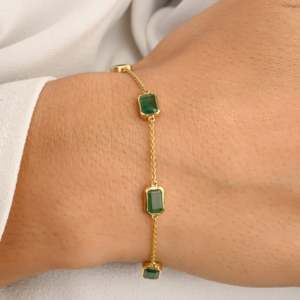 14K <b>Gold</b> Asscher Cut Diamond <b>Bangle</b> Bracelet-Trendy Bezel Set Style - Product Image 1