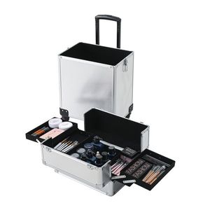 4-in-1 Interchangeable Draw Bar Style Aluminum Rolling <b>Makeup</b> <b>Case</b> Silver Cosmetic Bags & <b>Cases</b> - Product Image 6