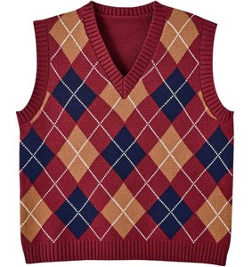 Suéter sin Mangas con Cuello en V, Transpirable, Estilo Universitario, a Rayas, para Uso Casual en el Campus - Product Image 1