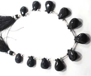 Cuentas facetadas de espinela negra natural en forma de pera, hilo de piedras preciosas, cuentas sueltas para la fabricación de joyería al por mayor. - Product Image 6