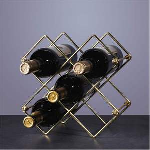 Modern Gold Metal Wine <b>Rack</b> 6 Bottles Countertop Geometric Wine Holder Stackable Tabletop Wine Display Stand for Home Decor <b>Bar</b> - Product Image 5