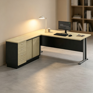 Modern L Shape Commercial <b>Office</b> Desk Storage Cabinet Chipboard Melamine Top Computer <b>Workstation</b> for Hospital AY <b>Office</b> System - Product Image 1